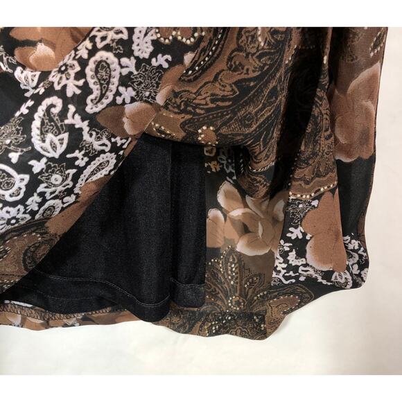 Floral Paisley Maxi Skirt Neutral in Black and Brown Size 12 Vintage Retro 90s - Picture 6 of 10